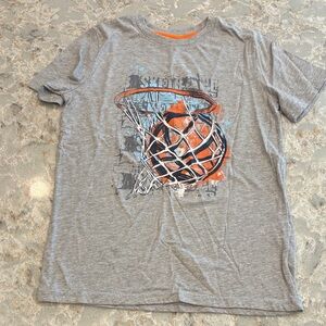 Cat & Jack Gray Tee with Basketball Hoop Design